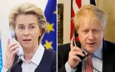 圖左:歐盟委員會主席馮德萊恩;圖右:英國首相約翰遜。(圖源:互聯網)