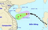 13 號颱風逼近黃沙群島。（圖源：中央水文氣象預報中心）