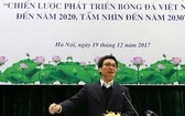 政府副總理武德膽出席落實發展越南足球至2020年的戰略與至2030年願景小結會議並發表指導意見。（圖源：光勝）