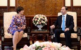 國家主席陳大光接見比利時駐越大使讓娜‧羅卡斯女士。（圖源：VOV）