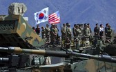 美韓明春聯合演習將縮小規模。圖為今年4月美韓聯合軍演。(圖源:AFP)