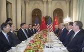 中國國家主席習近平同美國總統特朗普舉行中美元首會晤。（圖源：新華社）