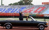 洪森首相出席“勝利日”紀念活動。（圖源：AFP）