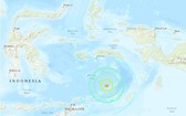 印尼班達海附近發生7.5級地震，震源深度208.3公里。圖中星號表示震中位置。（圖源：互聯網）