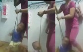 狠心母親虐待親生兒的視頻曝光。（圖源：視頻截圖/拼圖）
