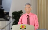 新加坡總理李顯龍發表全國電視演說，建議總統哈莉瑪解散國會提前大選。（圖源：歐新社）