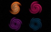 圖中是藝術家描繪的兩個黑洞，一個比另一個品質大9倍，它們螺旋狀地相互撞擊。（圖源：互聯網）