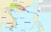 圖為 4 號颱風移動方向。（圖源：國家水文氣象預報中心）