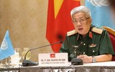 國防部副部長阮志詠上將在會上發表講話。（圖源：越通社）