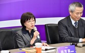 外貿協會林芳苗秘書長介紹“線上防疫館”與國際分享台灣的防疫資訊。（圖源：外貿協會）