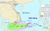 圖為14號颱風的移動方向。（圖源：國家水文氣象預報中心）