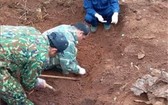 584號烈士骸骨歸集隊成員在挖掘並歸集烈士骸骨。（圖源：越通社）