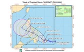 圖為熱帶風暴“杜鵑”的移動方向。（圖源：PAGASA）