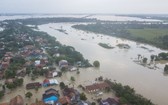 印度尼西亞西爪哇省Bekasi，從航拍照片可以看到被洪水侵襲的住宅區。（圖源：Antara Foto）