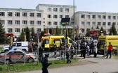 當地時間11日，俄中部城市喀山一所中學發生槍擊案，造成9人死亡，10人受傷。（圖源：Sputnik）