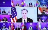 美國國務卿安東尼·布爾肯在東盟-美國外長視頻會議上發表講話。（圖源：越通社）
