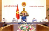 國會主席王廷惠（中）在會議上發言。（圖源：戰勝）
