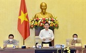 國會主席王廷惠(中)主持會議。(圖源:范翠)