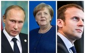 俄羅斯總統普京、德國總理默克爾和法國總統馬克龍11日通電話，討論烏克蘭局勢等問題。（圖源：互聯網）