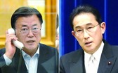 韓總統文在寅（左）與日本新任首相岸田文雄通話。（圖源：互聯網）