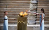 2020年3月19日，東京奧運會聖火採集、交接儀式在泛雅典體育場舉行。（圖源：新華社）