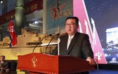 圖為朝鮮最高領導人金正恩10月11日在平壤講話。（圖源：AP）