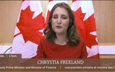 加拿大副總理兼財長弗里蘭稱，移民是加拿大經濟增長的另一重要驅動力，也是該國競爭優勢之一。（圖：視頻截圖）