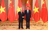 黨中央總書記阮富仲（左）會見中國國務院總理李克強。（圖：越通社）
