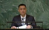 越南駐聯合國代表團團長鄧黃江大使在會上發表講話。（圖：越通社）