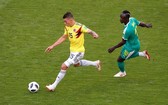 塞內加爾對哥倫比亞(黃衣)比賽一瞥。
