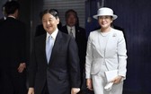日皇德仁與皇后雅子7日出席日本更生保護70週年大會。 （共同社提供）