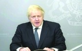 英國首相約翰遜在倫敦發表講話。