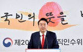 在首爾市鐘路區，尹錫悅舉行總統職務交接委員會掛牌成立後的首次記者會。