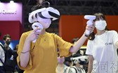 圖為東京電玩展2022展會現場的VR遊戲體驗區。9月15日上午攝於千葉市的幕張國際會展中心。（共同社）