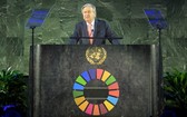 聯合國秘書長古特雷斯在2022年“聚焦可持續發展目標”活動上致辭。