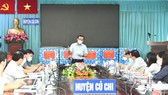 Bí thư Thành ủy TPHCM Nguyễn Văn Nên phát biểu trong buổi làm việc với huyện Củ Chi về phòng chống dịch Covid-19. Ảnh: VIỆT DŨNG