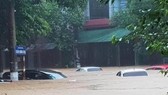 Cars are sunk into floodwater
