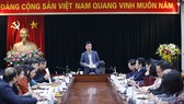 Trưởng Ban Tuyên giáo Trung ương Võ Văn Thưởng chủ trì cuộc họp. Ảnh: TTXVN