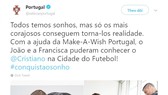 Ronaldo biến giấc mơ trẻ em khuyết tật thành hiện thực. Ảnh từ Twitter.