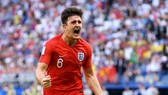 Harry Maguire ghi bàn vào lưới Thụy Điển ở tứ kết World Cup 2018. Ảnh: Getty Images