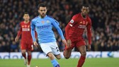 Bernardo Silva ở trận thua Liverpool cuối tuần qua. Ảnh: Getty Images
