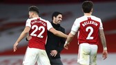 HLV Mikel Arteta phần nào gỡ bỏ được áp lực sau chiến thắng hệ trọng. Ảnh: Getty Images