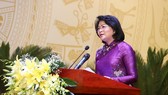 Phó Chủ tịch nước Đặng Thị Ngọc Thịnh phát biểu tại Đại hội thi đua yêu nước lần thứ III của Bộ VHTT&DL. Ảnh VGP