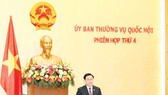 Chủ tịch Quốc hội Vương Đình Huệ phát biểu tại phiên họp