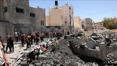 Cảnh đổ nát sau loạt không kích của Israel xuống Dải Gaza ngày 15-5-2021. Ảnh: THX/TTXVN