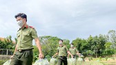 Lực lượng Công an tỉnh An Giang thu mua rau hỗ trợ nông dân huyện Chợ Mới (An Giang). Ảnh: TIẾN TẦM