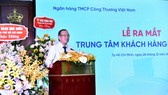 Phó Giám đốc Ngân hàng Nhà nước TPHCM phát biểu tại lễ ra mắt Trung tâm khách hàng phía Nam