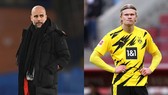Pep Guardiola và Erling Haaland