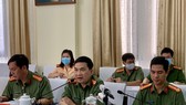 Đại tá Nguyễn Sỹ Quang, Phó Giám đốc Công an TPHCM, chủ trì buổi họp báo