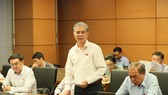 ĐB Ngô Minh Châu (TPHCM) phát biểu tại phiên họp tổ chiều 2-11